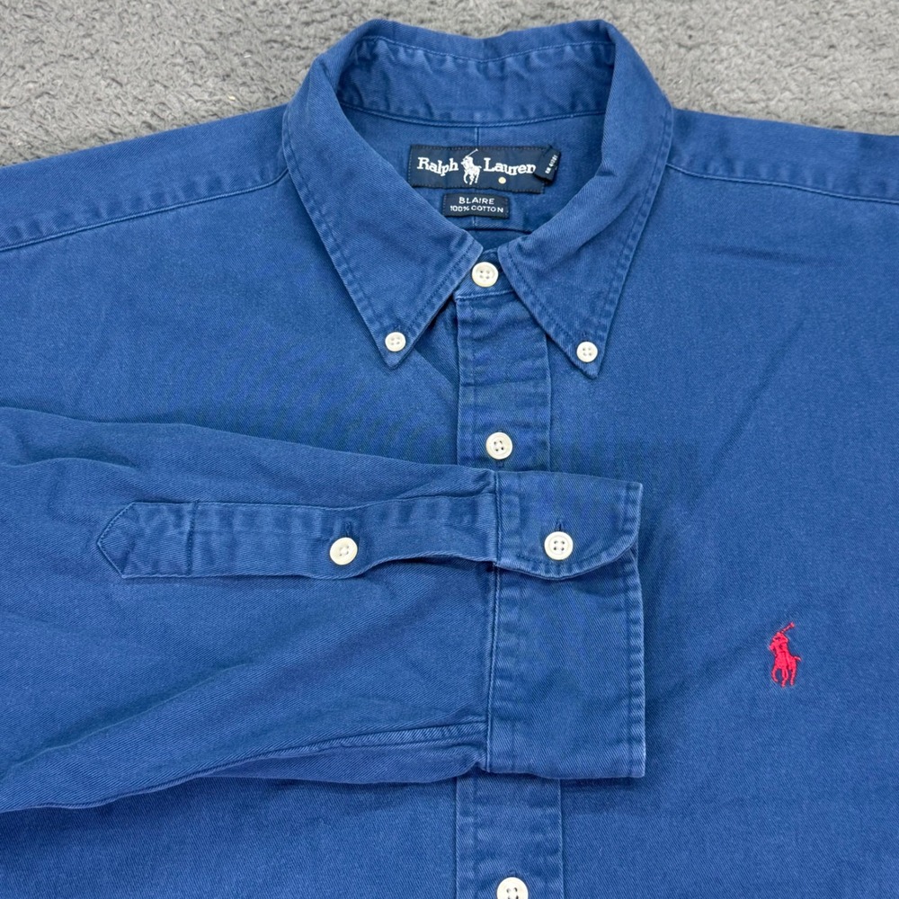 Ralph Lauren Blaire Shirt Mens XL Blue Cotton Twill Long Sleeve Button Down